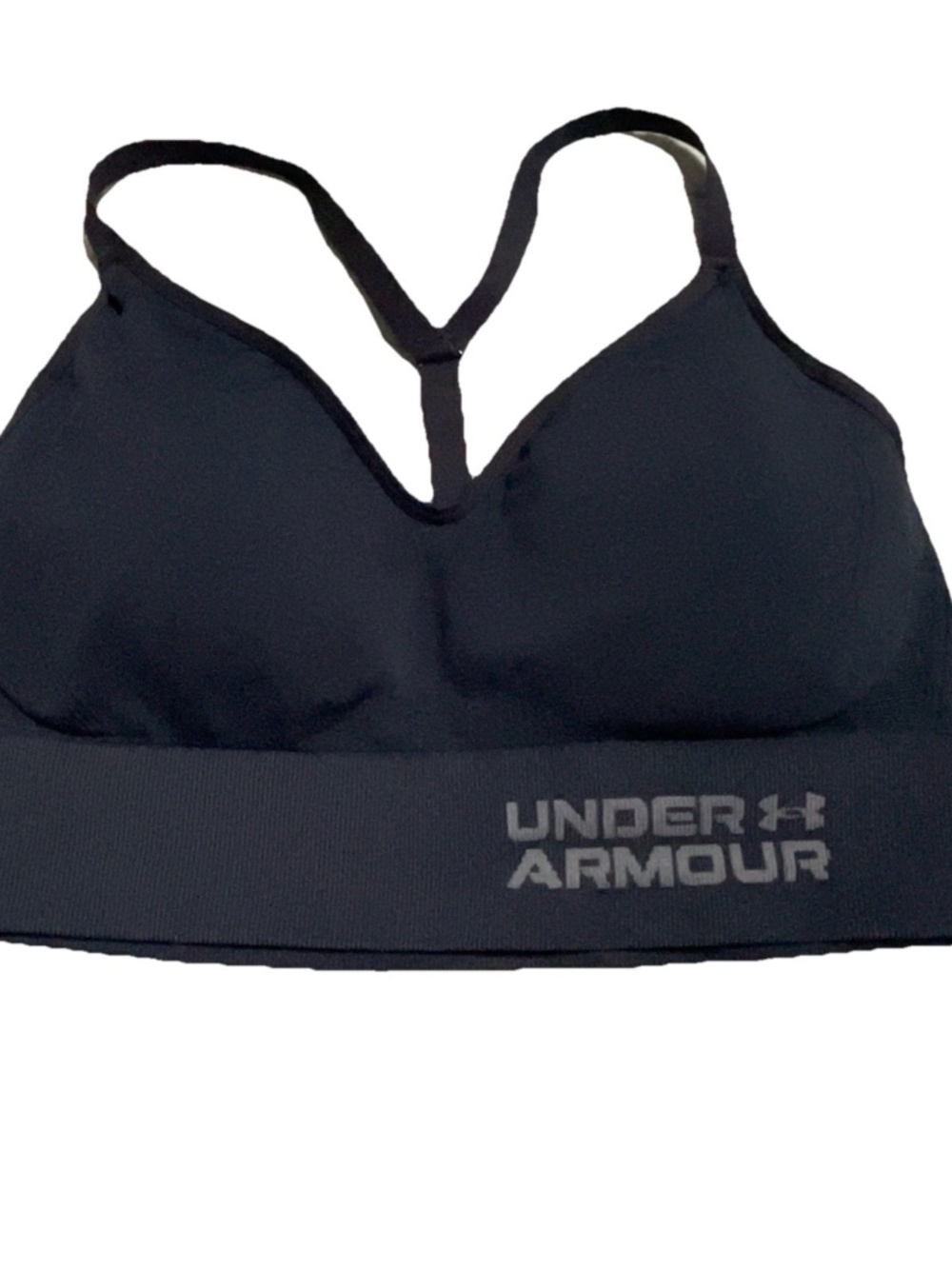 Under Armour Sports Bra Womens L Black Compression Long Line Seamless Low Impact